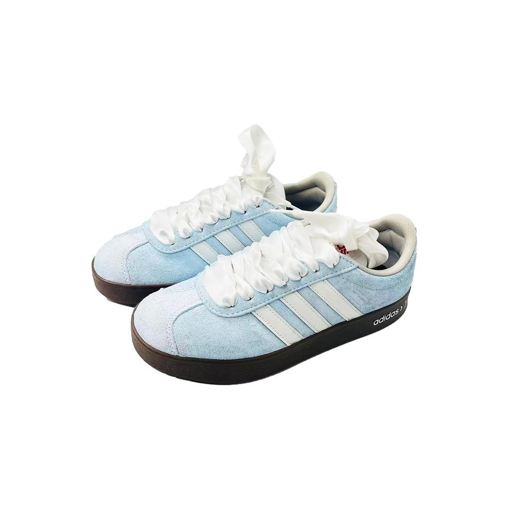 Adidas Neo VL Court 2.0 Mist Island Love Letter, Casual Style Lightweight Low top Skateboard Shoes Unisex Blue, White HQ1802(Team1230-)