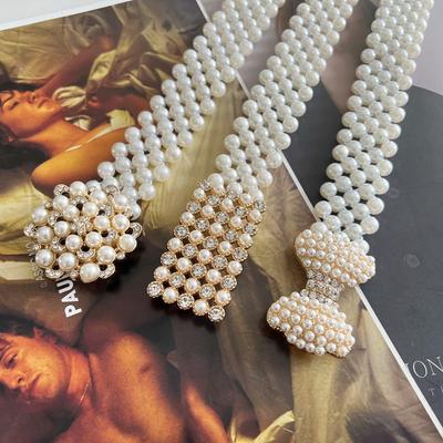 Pearl Belt Women'S Decorative Dress Women'S Waist Chain Simple Rhinestone Beaded Elastic Elastic Waist Seal