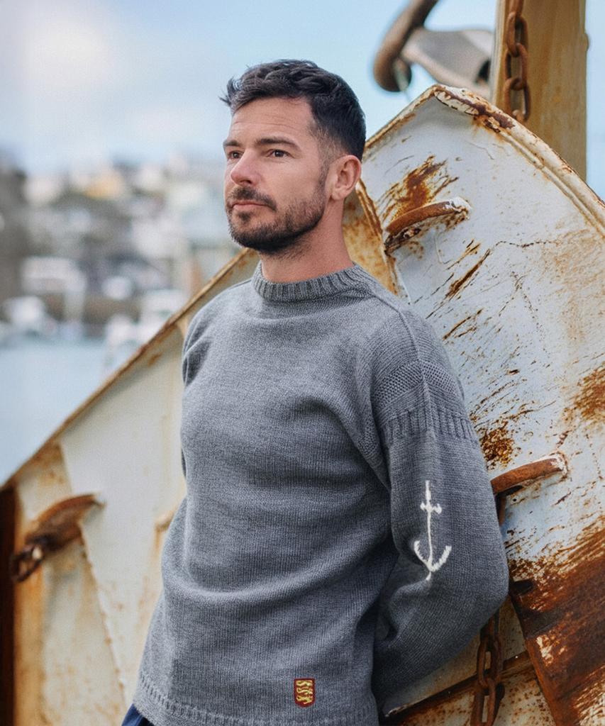 Geonjiulleunseu Fisherman Whole Garment Sweater - Mid Grey