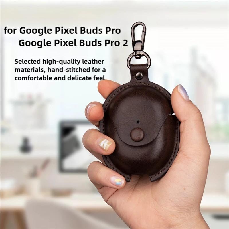 For Google Pixel Buds Pro 2 Case PU Leather Cover Earbuds Bluetooth Cover Storage Bag Accessories Box Protective Skin with Hoo