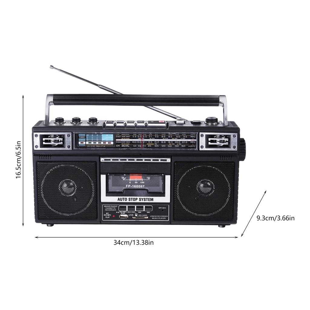 Retro Boombox Tape Tape Recorder AM/SW/FM Recorder Radio Wireless Bluetooth-compatible Speaker Support Player