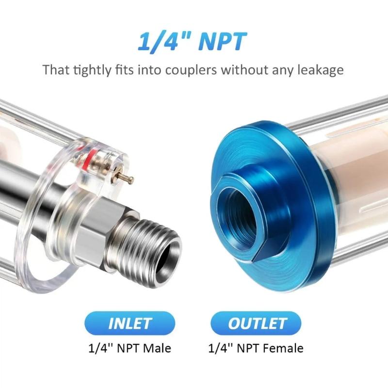 1/4inch NPT Professional Oil Water Separation Filter Pneumatic Parts for Sprays Paint Air Line Compressor Fitting