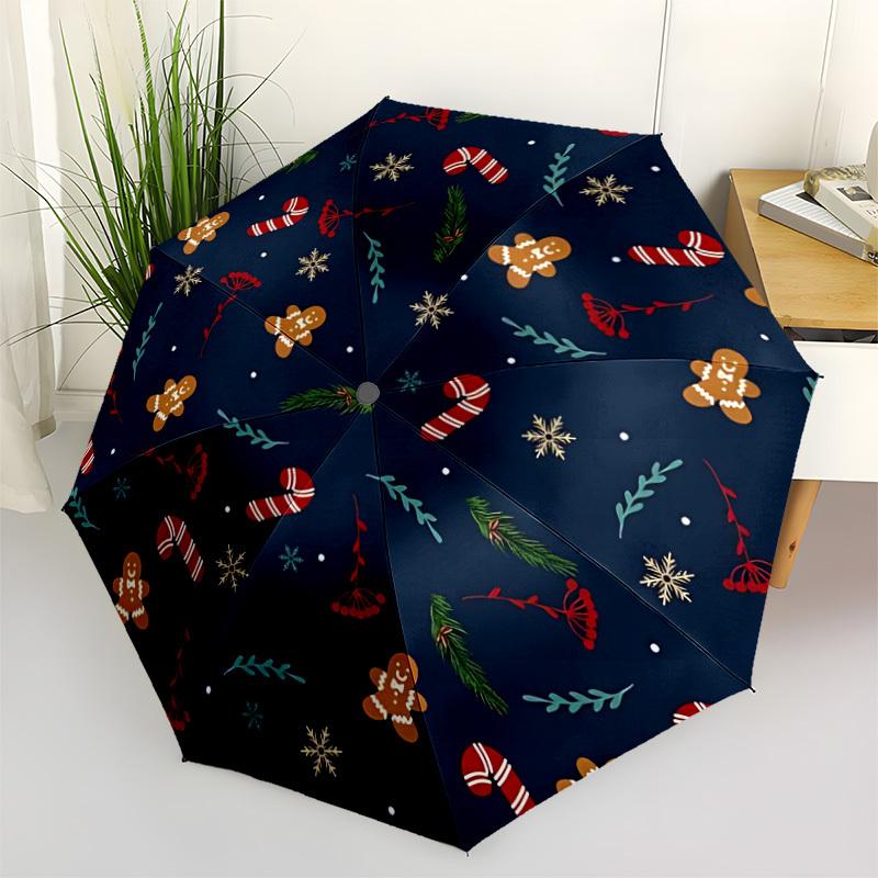1pc Christmas Cookies Automatic Open/Close Umbrella with One Touch Button,, Windproof Design   Lightweight Portable Umbrella for Women & Men6048