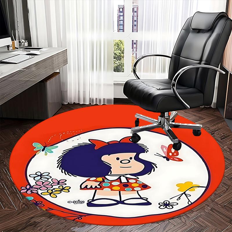 Alfombrilla para Silla Mafalda - Alfombra Redonda para Decoración del Hogar, Uso en Oficina, Sala de Estar