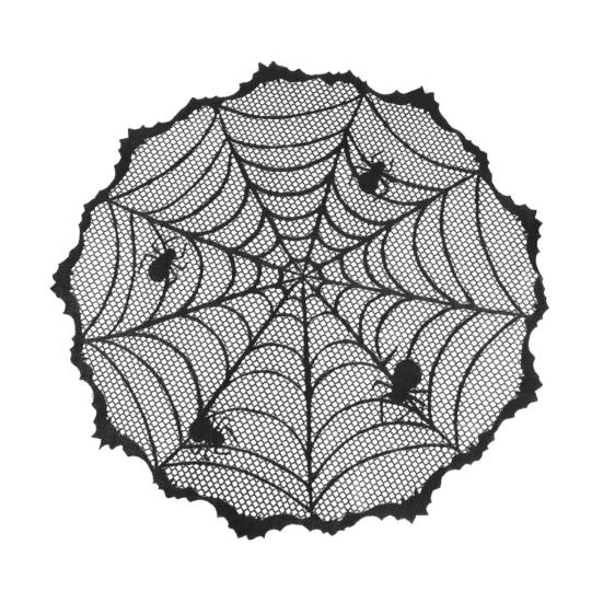 Halloween Tischdecke, Schwarze Spitze Spinnennetz Tischabdeckung, Gruselige Gotische Lampenschirm für Halloween Maskerade, Party, Esstisch Dekoration