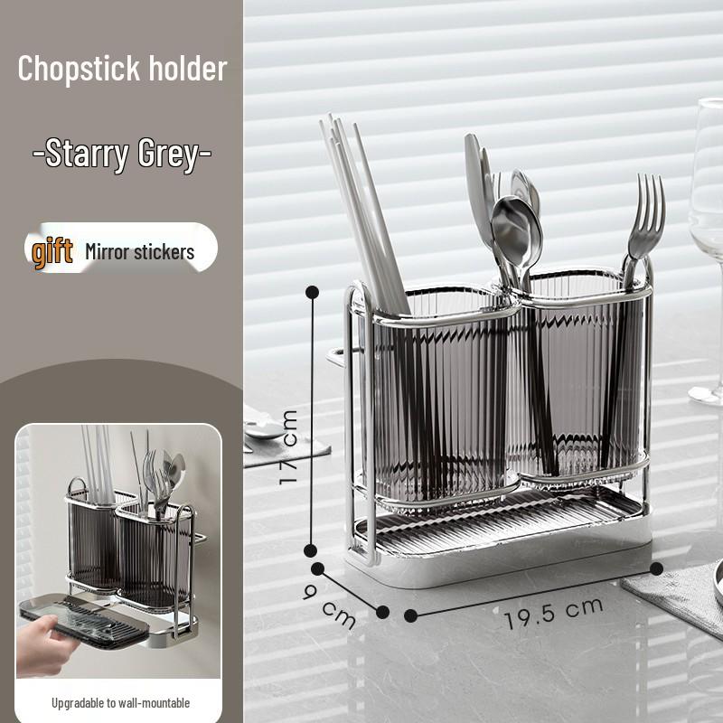 Wall-Mounted Chopstick & Spoon Holder - Multifunctional, Punch-Free Kitchen Storage Rack