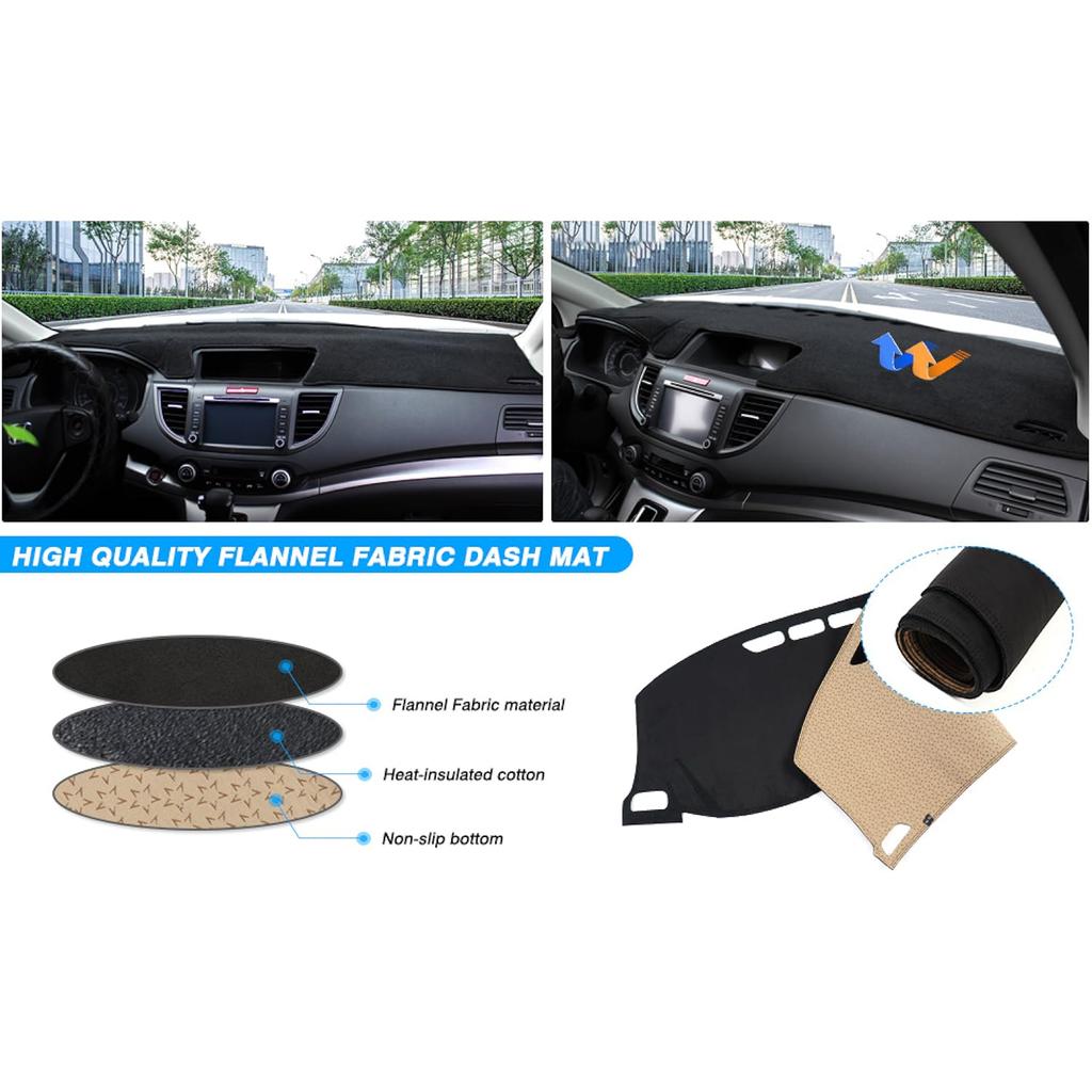 For Honda CR-V 2012-2016 (CRV) Flannel Dashboard Cover - Non-Slip Dashboard Pad Sun Shade Anti-Glare Protector