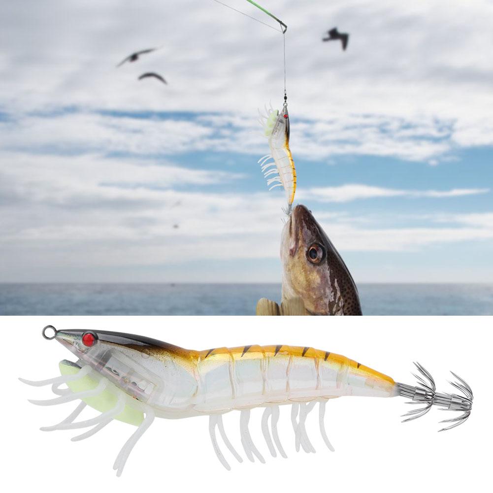 3.5g Luminous Squid Jigs Artificial Shrimp Fishing Lures with 2 Layer Hooks Fish Tackle Accessories001#