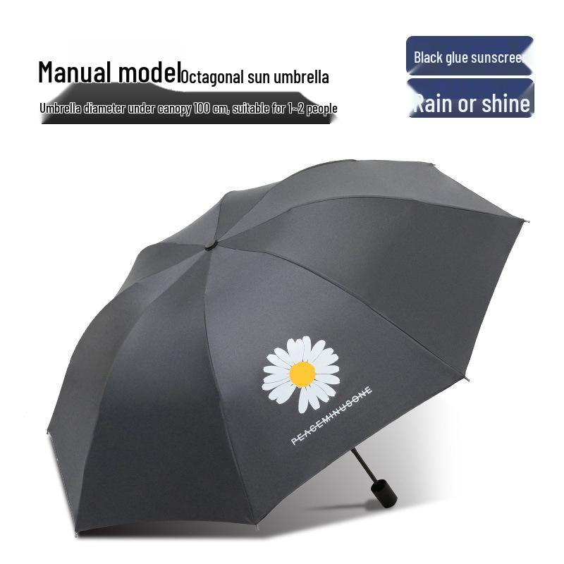 

Складной солнцезащитный и дождевой зонт с утолщенным черным клеем для защиты от солнца Manual - 55cm 8 Ribs
