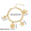 Stainless Steel Heart Flower Charm Bracelet Women 18K Gold Plated Hypoallergenic Elegant Daily Wear Jewelry