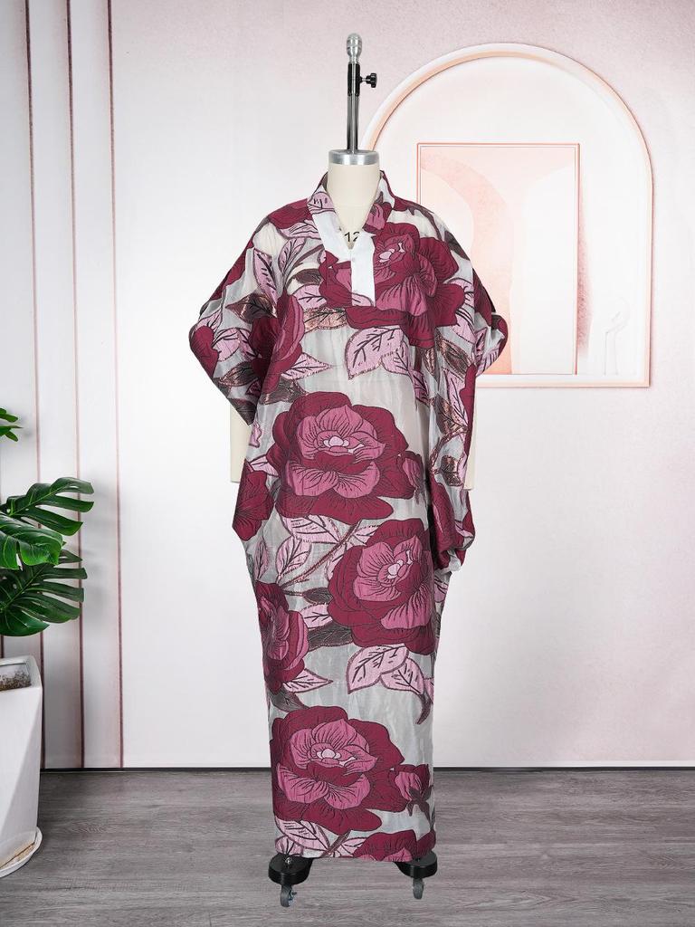 Afrikanisches Übergrößen Damen Ethno-Print Langes Roben- & Kopftuch-Set