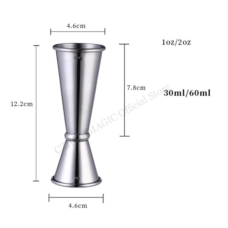 30/60ml Cocktail-Jigger aus Edelstahl, Japanischer doppelter Oz Spirituosen-Messbecher, Bar-Werkzeuge, Küche, Party, Club, Getränkemarkierungen
