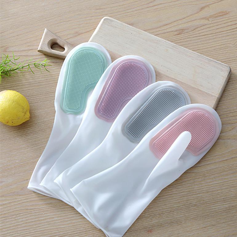 Бытовые моющие латексные водонепроницаемые перчатки для мытья посуды — фото 6