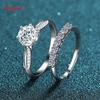 Smyoue 1+0,28 Karat Moissanit Ring Sets für Damen 100% S925 Silber Schmuck Labor Diamant Ehering Weißgold Platin GRA