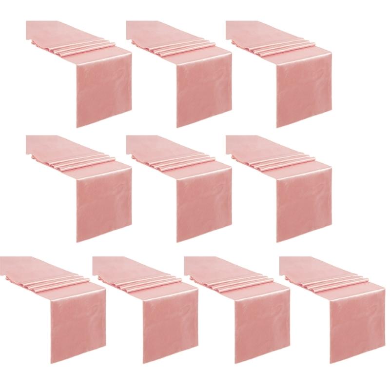 

10шт скатертей для прямоугольных круглых столов для свадебных вечеринок, дней рождения, банкетов, помолвок, украшений стола 30x275cm розовый