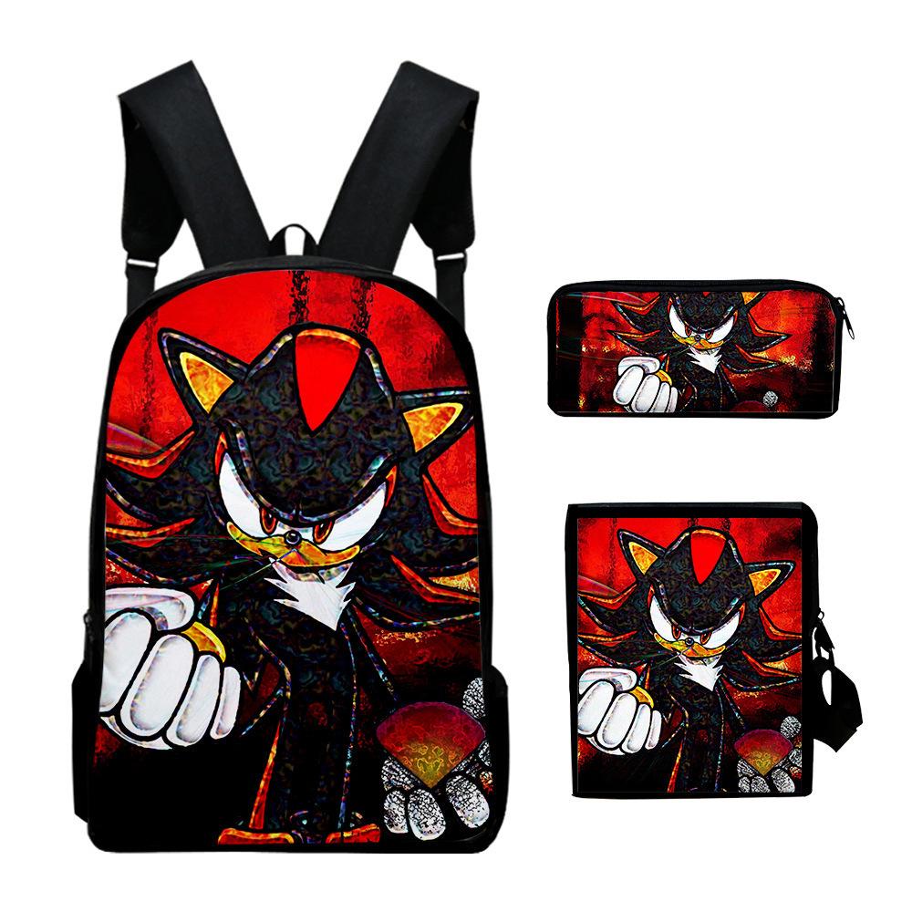 Anime Sonic Backpack Set 3D Printed Backpack Three-Piece Set