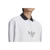 Adidas Embroidered Letter Colorblock Loose Long Sleeve Polo Shirt Men Tops Gray IM4585