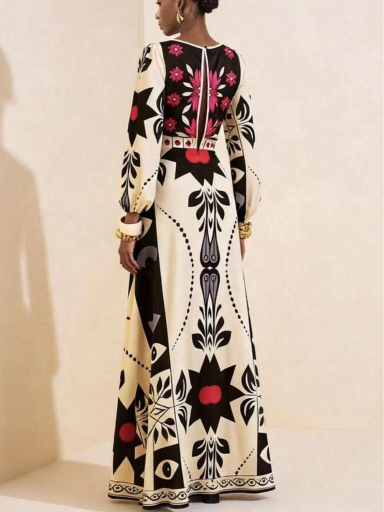 Cross2025 Bohemian Long Sleeve European Holiday Dress