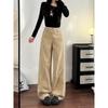 Women's High-Waisted Khaki Wide-Leg Jeans: Spring/Autumn Loose-Fit, Pear-Shape, Slimming Straight-Leg Pants