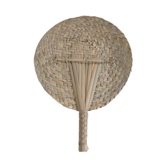 Handmade Weaving Fan Natural Bamboo Raffia Hand Fan Chinese Style Woven Palm Leaf Handheld Fan Summer Cooling Fan Wedding Party Decoration
