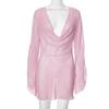 Frühjahr 2025 Damen Polyester V-Ausschnitt Bodycon Kleid: Schicker und sexy Stil für Society-Gäste