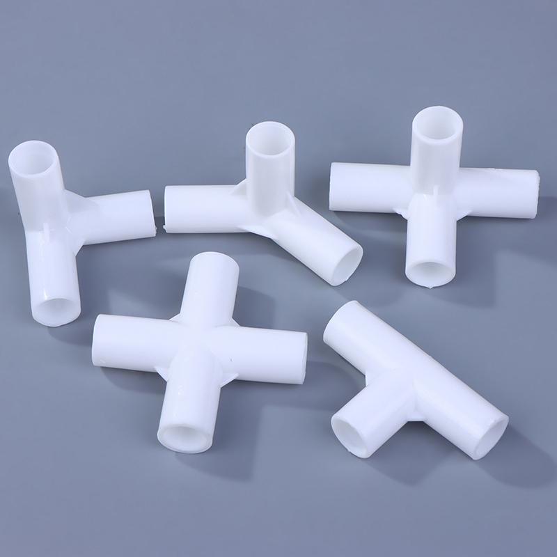 10 Pièces 12Mm Connecteur de Tuyau en Plastique Blanc Raccord de Joint Fixe pour Étagère Tente Bricolage Té Quatre Voies Droit Coude Crochet de Garde-robe Joint
