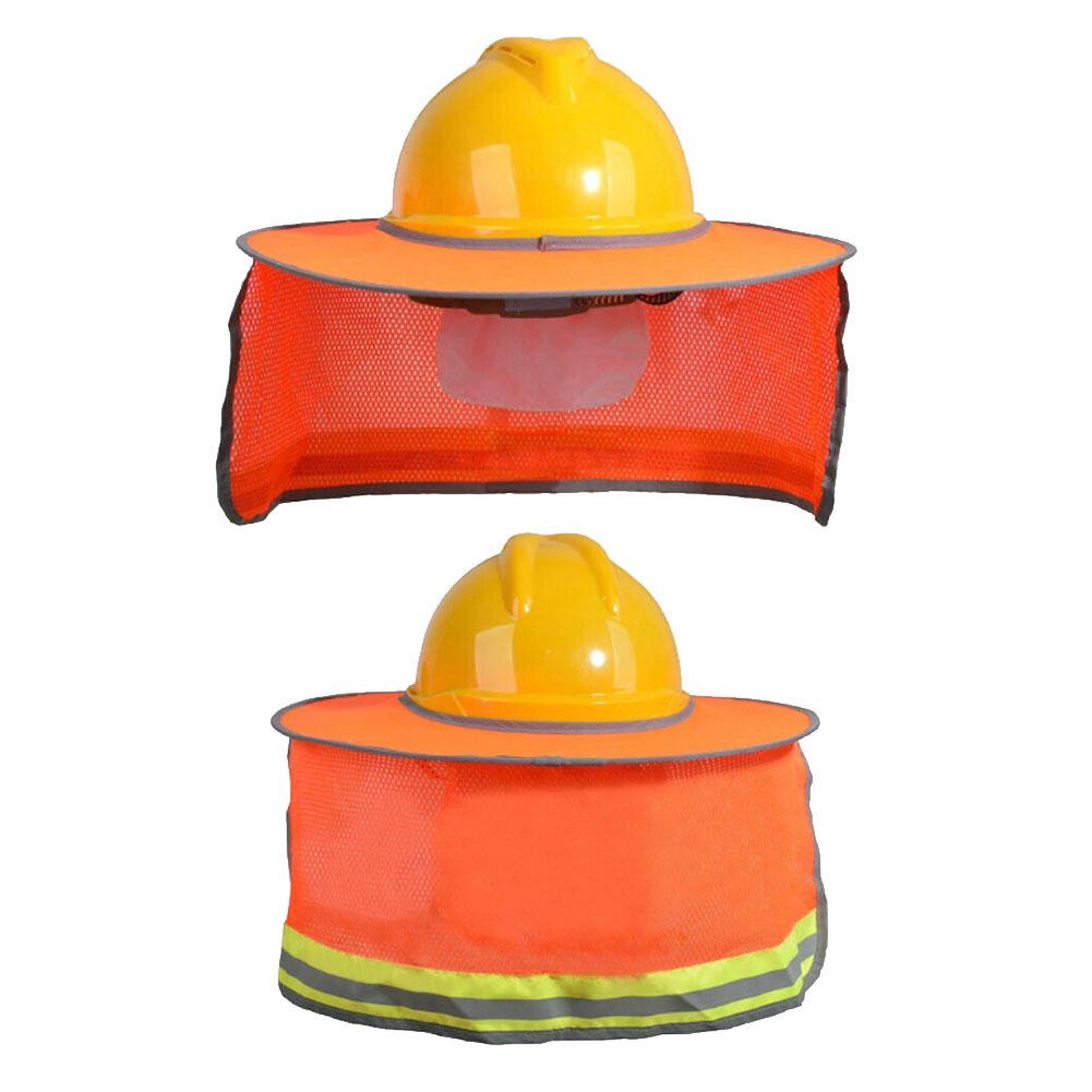 Summer Outdoor Sunscreen Breathable Safety Helmet Shade Neck Protective Cover Shield Orange