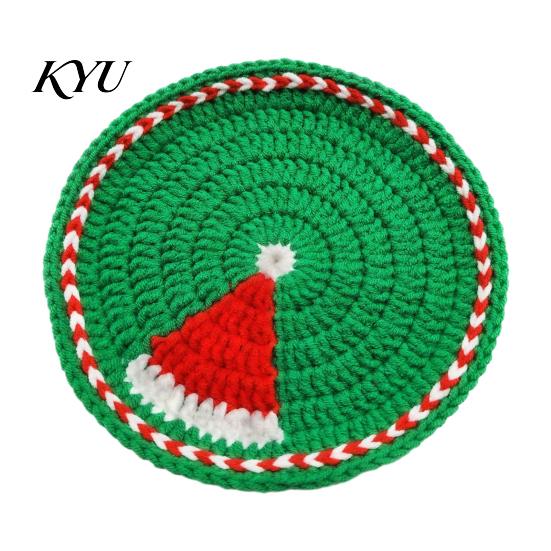 Tabletop Protection for Mugs Teacups Christmas Crochet Coaster, Handmade Woven Drink Cup Pad, Cute Santa Snowman Unique Holiday Gift Friends