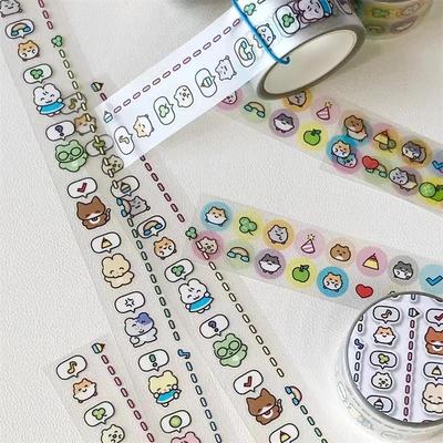 2024 Kreslené zvieratko Washi páska Farebné čísla Mesiac Deliaca čiara Nálepky Príručka DIY Dekoratívne písacie potreby darček k narodeninám