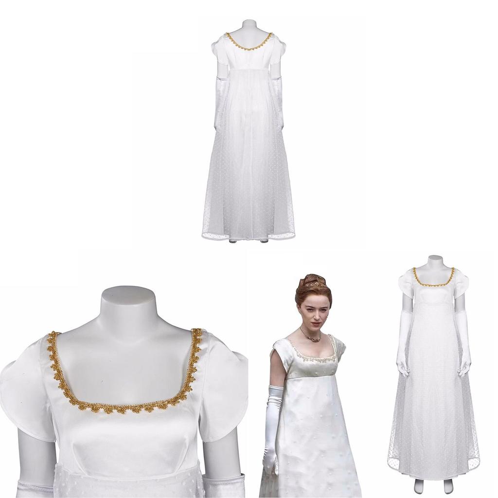 Bridgerton Season Vintage Dress With High Waist Victorian Tea Gown For Halloween Cosplay