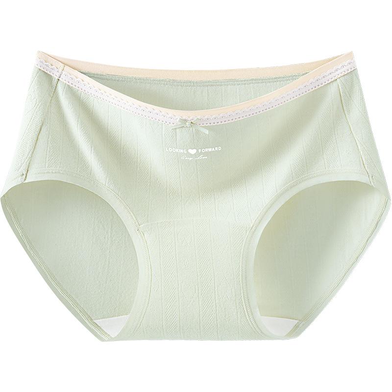 Ladies Spring and Autumn Sweet Lovely Pure Cotton 10A Bacteriostatic Middle Waist Briefs