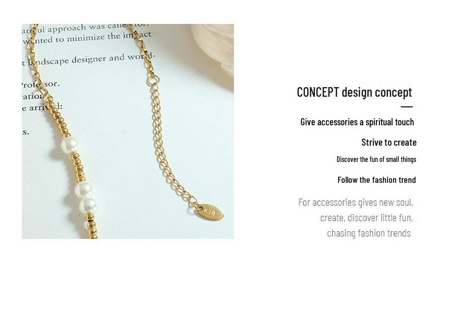 Handmade Heart Pendant Necklace with Faux Pearl & Gold-Plated Titanium Steel for Women's Fashion