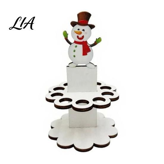 Wooden Money Gift Display Christmas Holder Ornaments with 10 Holes, Snowman Santa Claus Tree Cute Holiday Character Decor Cash Holder, Rack