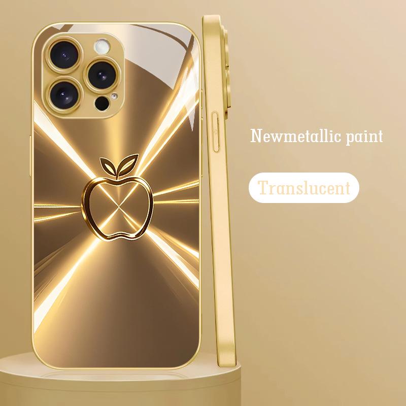 Coque en verre Or Désert pour iPhone 15 Pro, XSMAX et 11 - Design Aurore Éblouissant