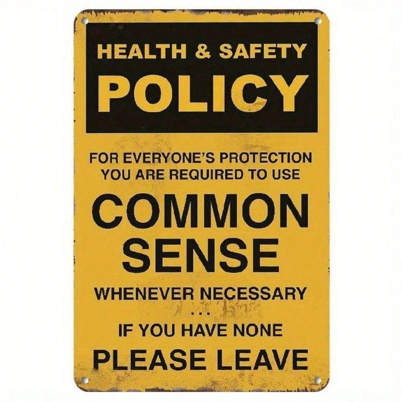 

Vintage Iron Health Safety Sign, Humorous Metal Wall Decor for Garage
