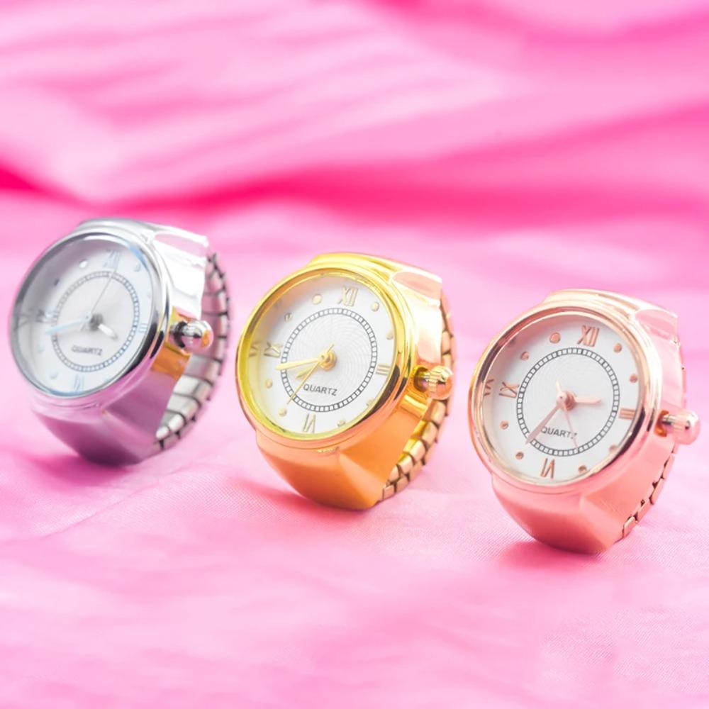 Hot Sales Creative Roman Literal Ring Watches With Cases, Finger Round Dials For Couples And Men
