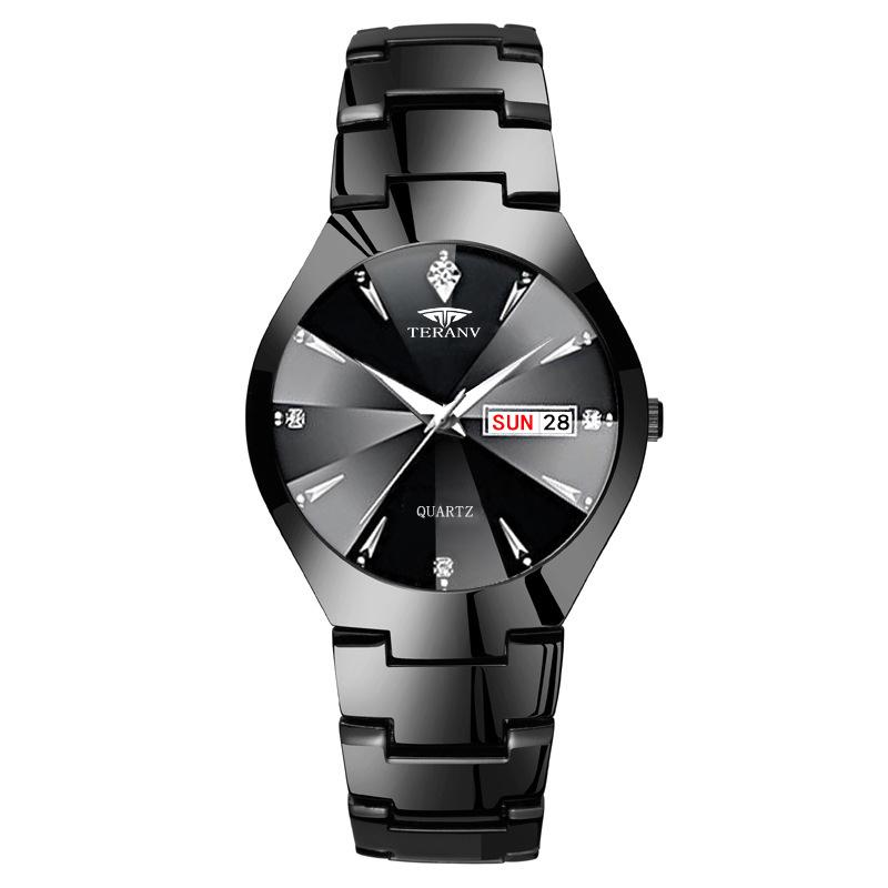 

Мужские кварцевые наручные часы с двойным календарем, люминесцентные, водонепроницаемые, с бриллиантами