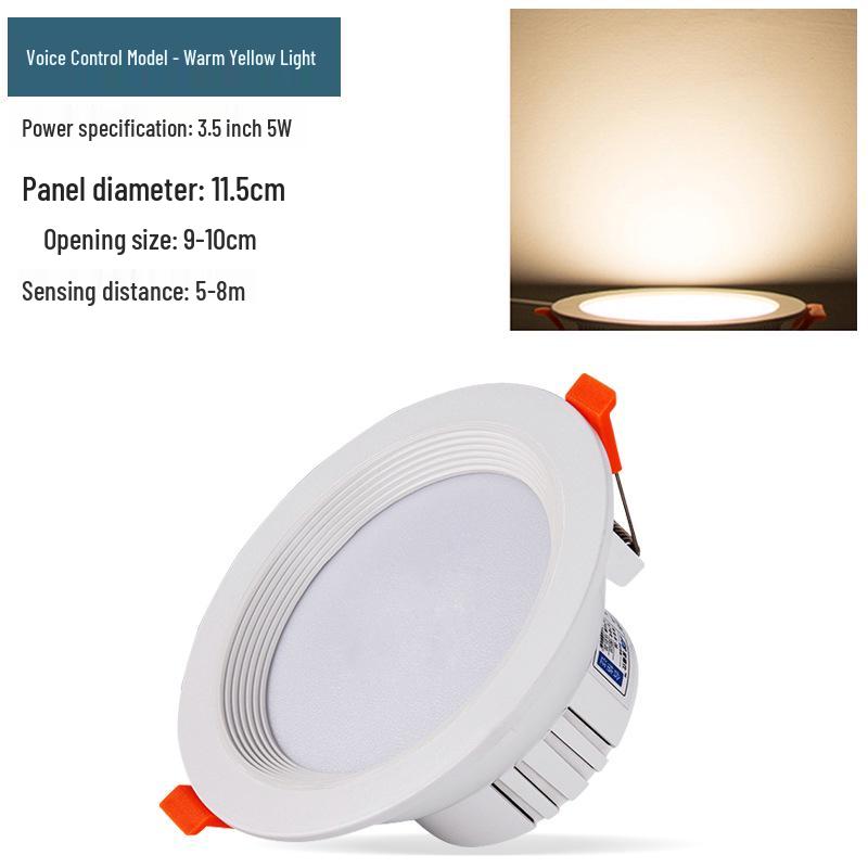 Infrared Motion Sensor Recessed Downlight with Sound Control, 3-inch Ceiling, 4-inch Cut-out Spotlight for Aisles.
