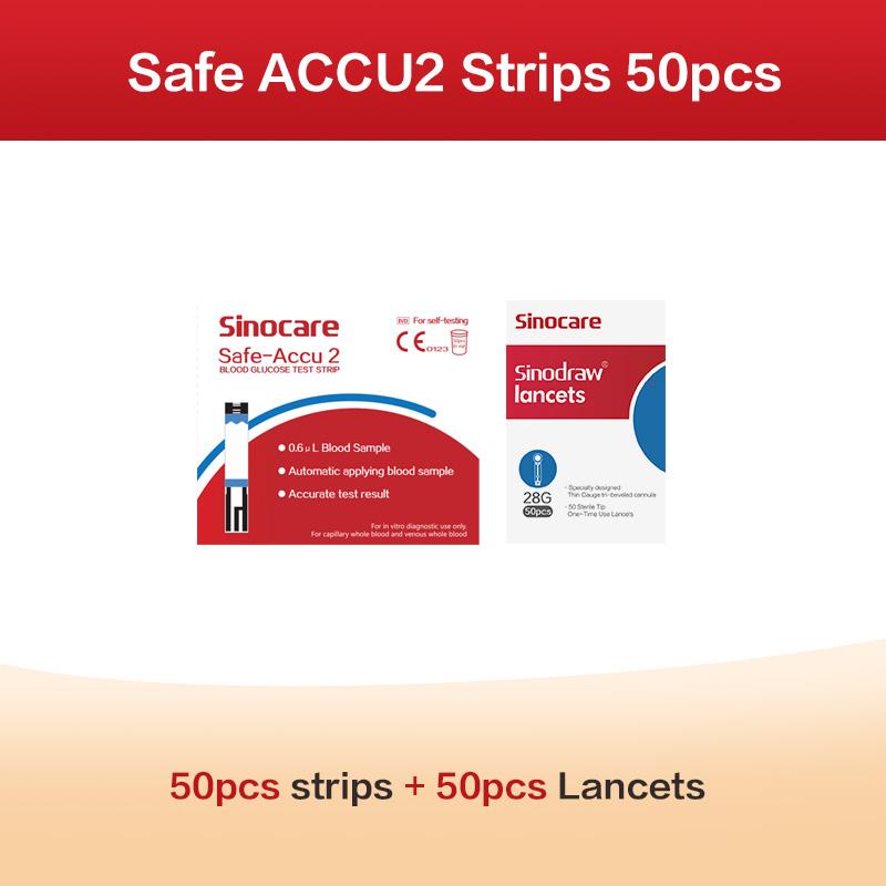 AWP1 Sinocare Safe Accu 2 Glucometer Kit Blood Sugar Meter Diabetes Sugar Test Machine Glucose Test Strips with Lancets