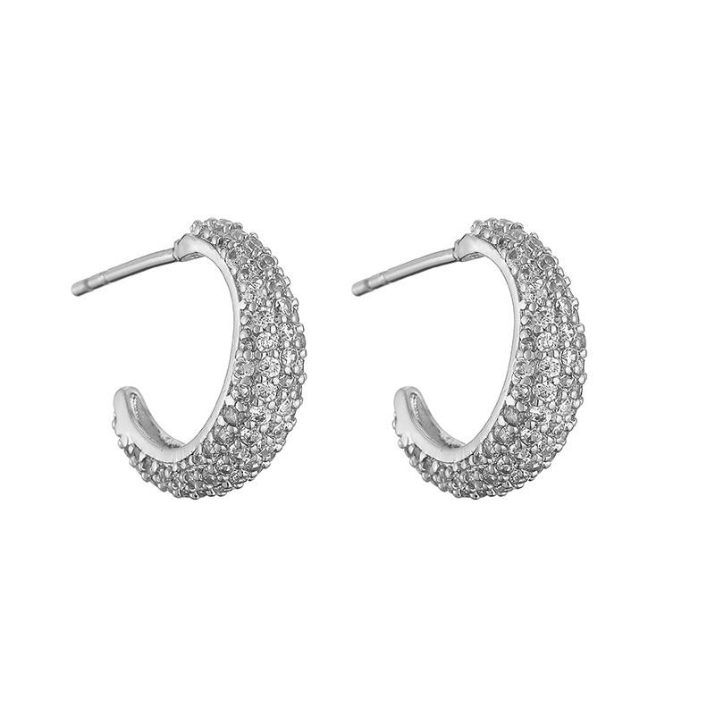 

HECHENG,C shape stud earrings Shiny Cubic zircon earrings for women piercing earrings Zircon wholesale christmas gifts Other