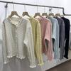 Lace round neck twist twisted knitted cardigan autumn and winter new sweet age-reducing design sweater jacket women