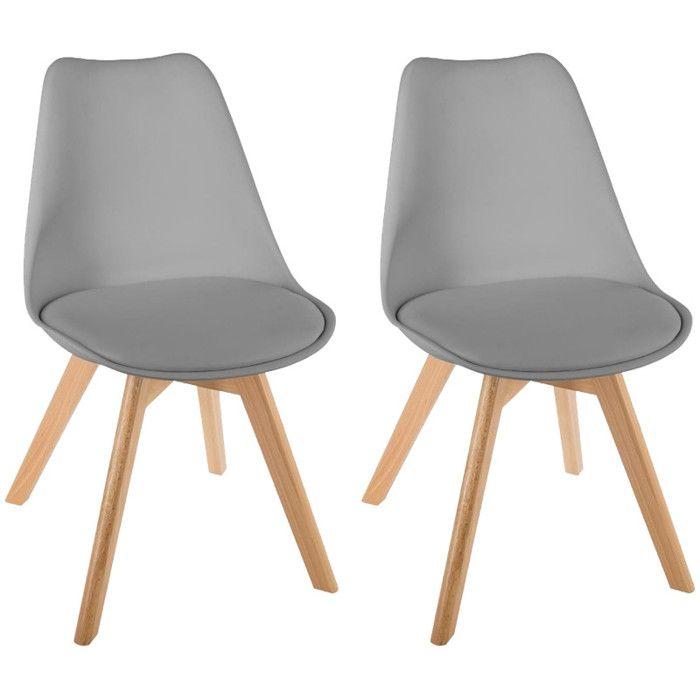 Set of 2 Scandinavian Style Chairs Baya Atmosphera - Light Grey