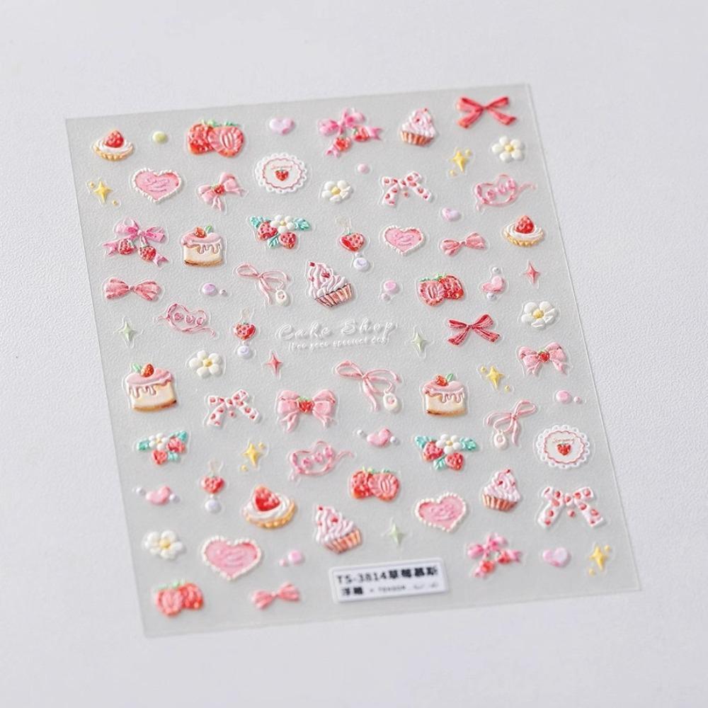 

Muffin Cream Cake Ice Cream Manicure Decals Bowknot Cartoon Stickers Cute Nail Art Stickers A
