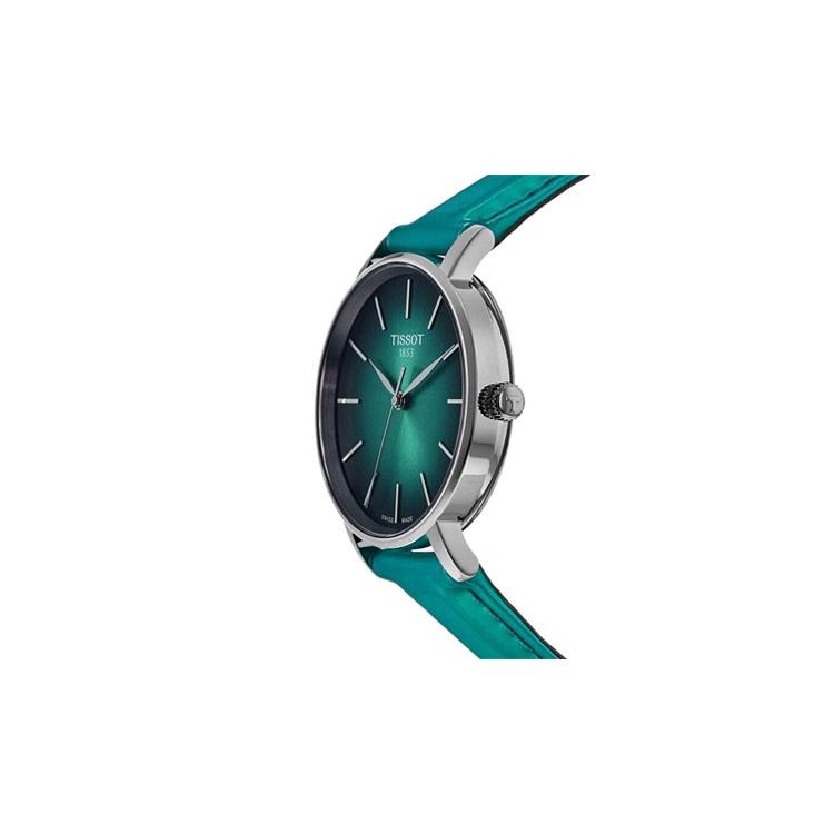 Tissot Quartz Movement 50 Meter Water Resistance Women's Watch 34mm Green Dial Leather Strap T143.210.17.091.00