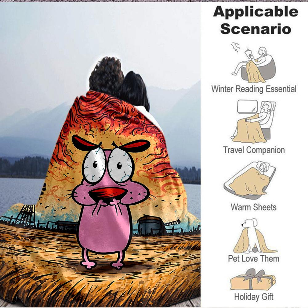 1pc Cartoon Pig Flannel Throw Blanket HD Printed Lightweight Soft Warm All Season Blanket for Sofa, Bed, Travel, Camping Machine Washable