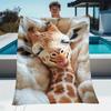 [Giraffe Throw Blanket] 1pc Giraffe In Soft Bed Throw Blanket - Lightweight Flannel Fleece with Digital Printing