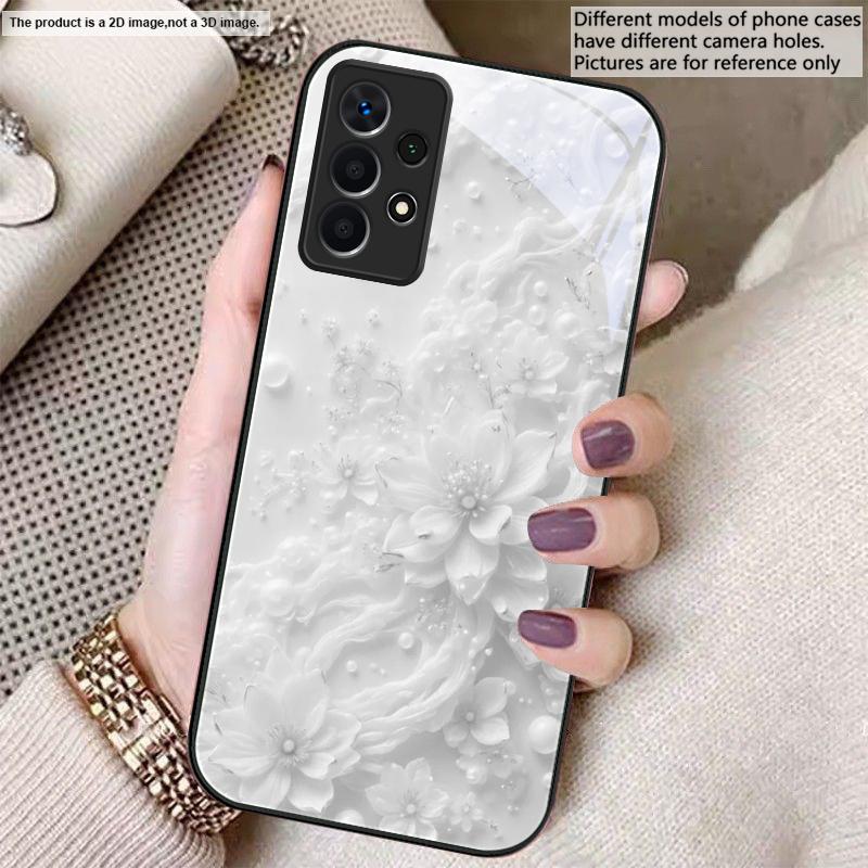 Schöne weiße Blumen Für Samsung A20 30 22 23 24 25 26 A31 32 33 34 A35 42 50 51 52 53 54 55 56 70 71 72 73 Glas Handyhülle