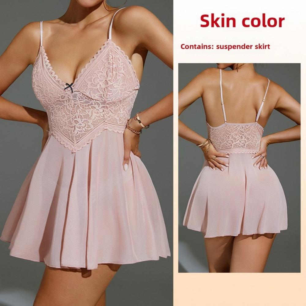 Sex Underwear Sexy Mesh Perspective Loungewear Lace Suspender Nightdress