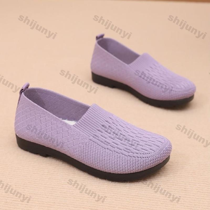 Fashion Women's Soft Sole Casual Shoes Summer New Breathable Fashion Slip on Flats Lightweight Comfortable Non Slip Vintage Mesh Shoes