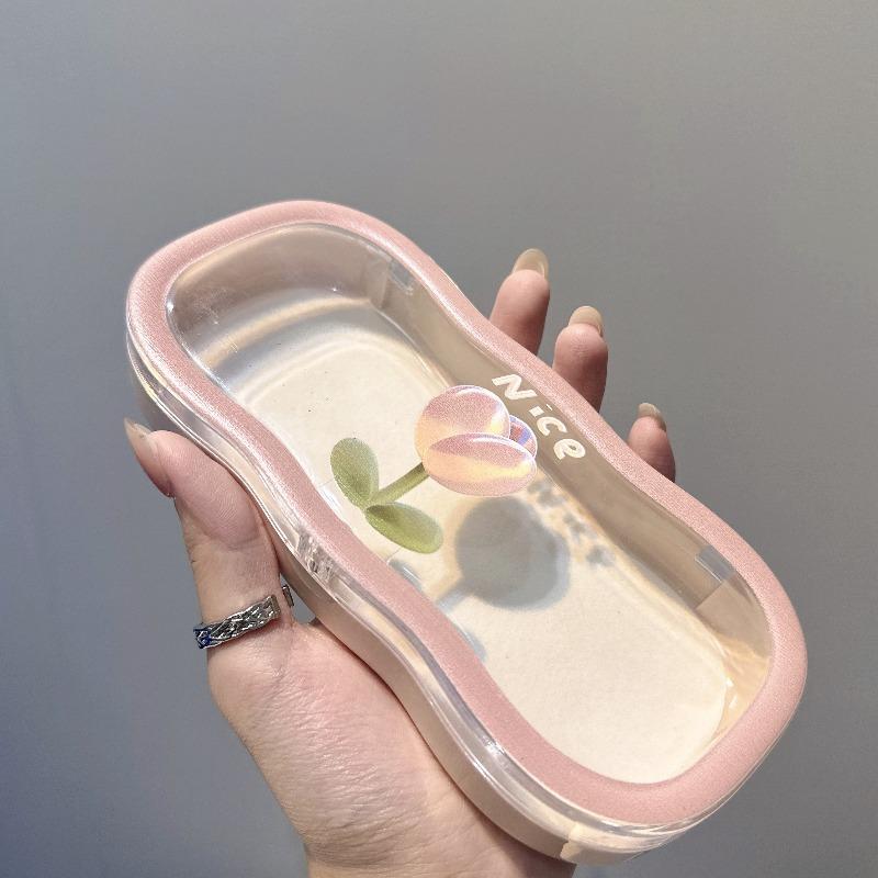 1Pc Transparent Retro Tulip Glasses Case, Portable Fashion Glasses and Reading Glasses Storage Case